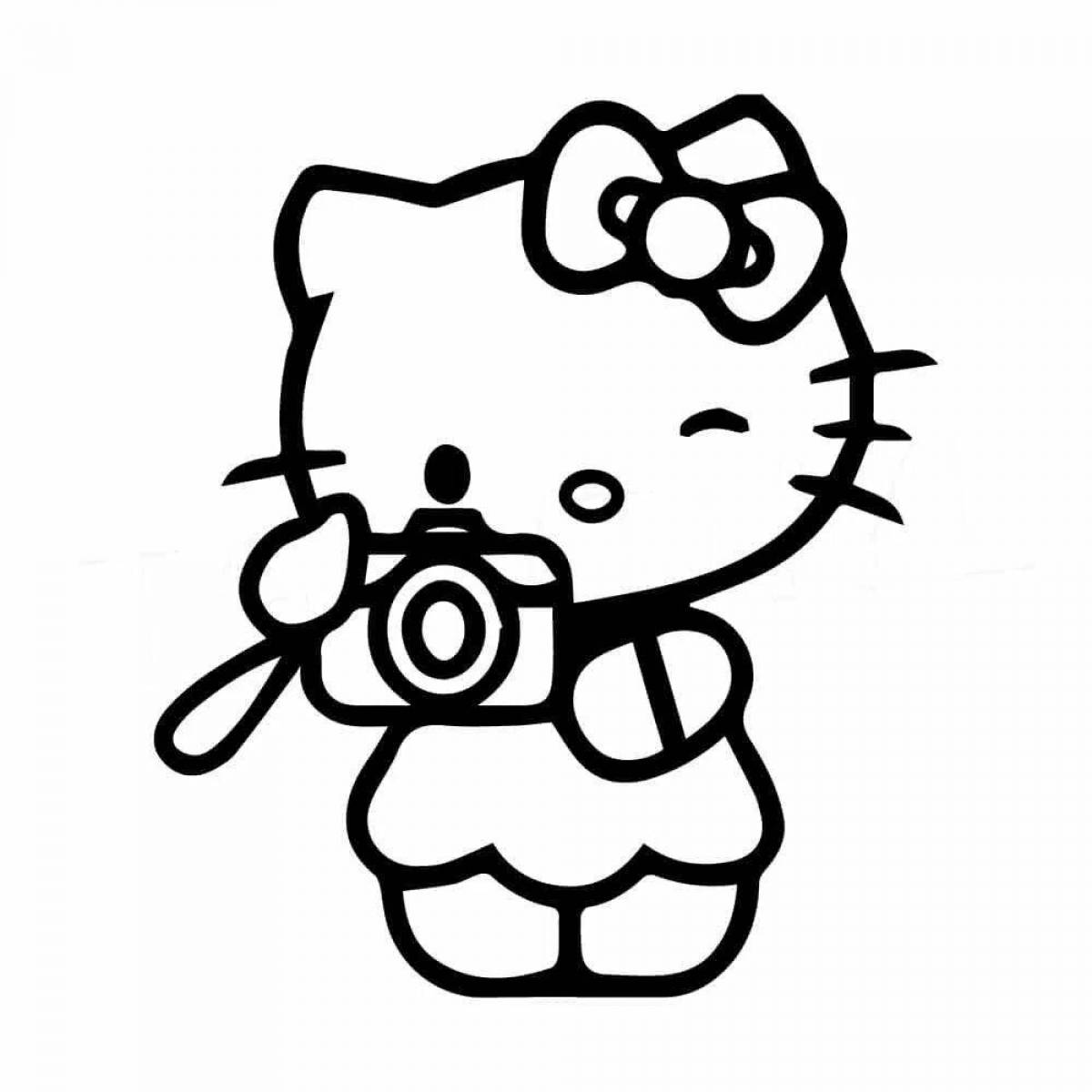 Adorable hello kitty coloring book in black and white