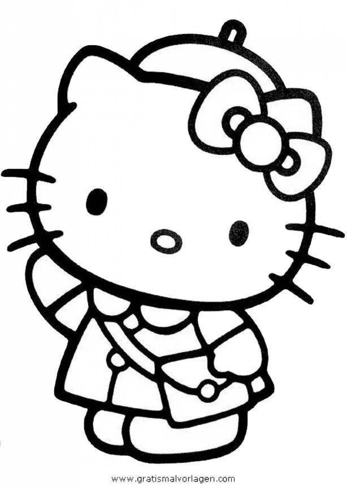 Adorable hello kitty coloring book in black and white