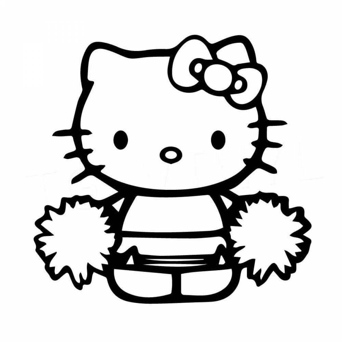 Блестящая раскраска hello kitty черно-белая