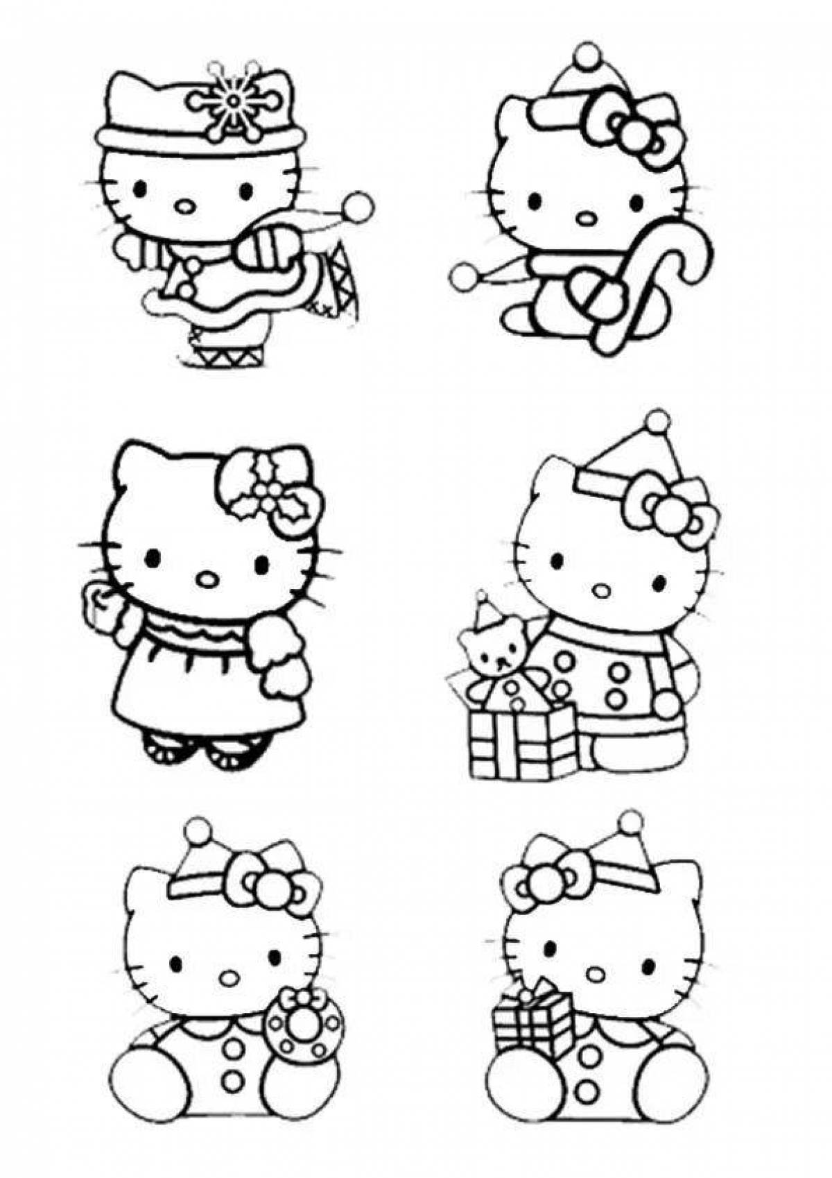 Elegant coloring hello kitty in black and white