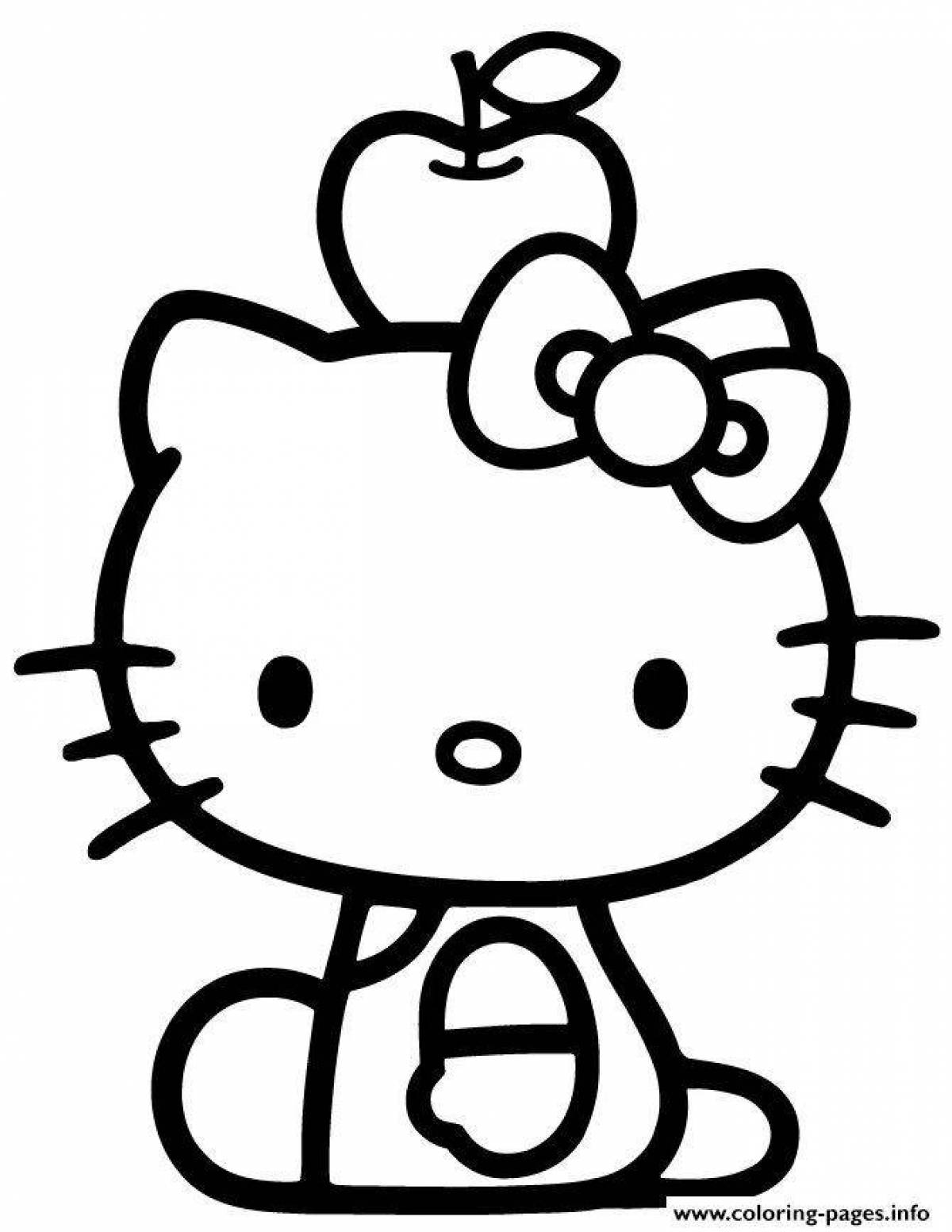Fun coloring hello kitty in black and white