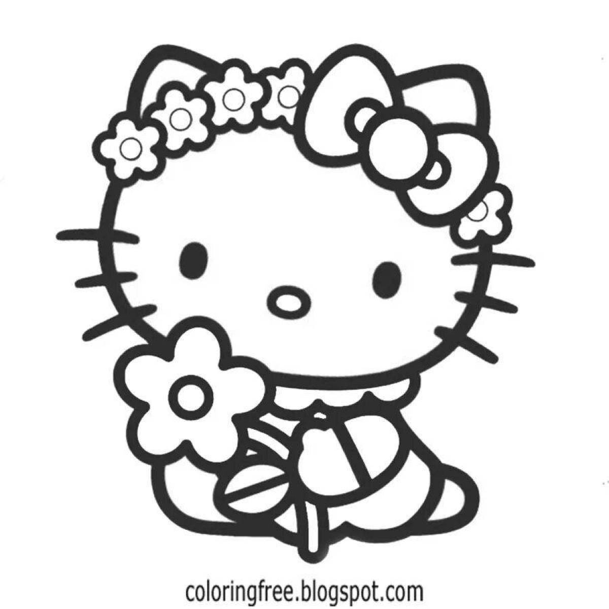 Shining coloring hello kitty, black and white