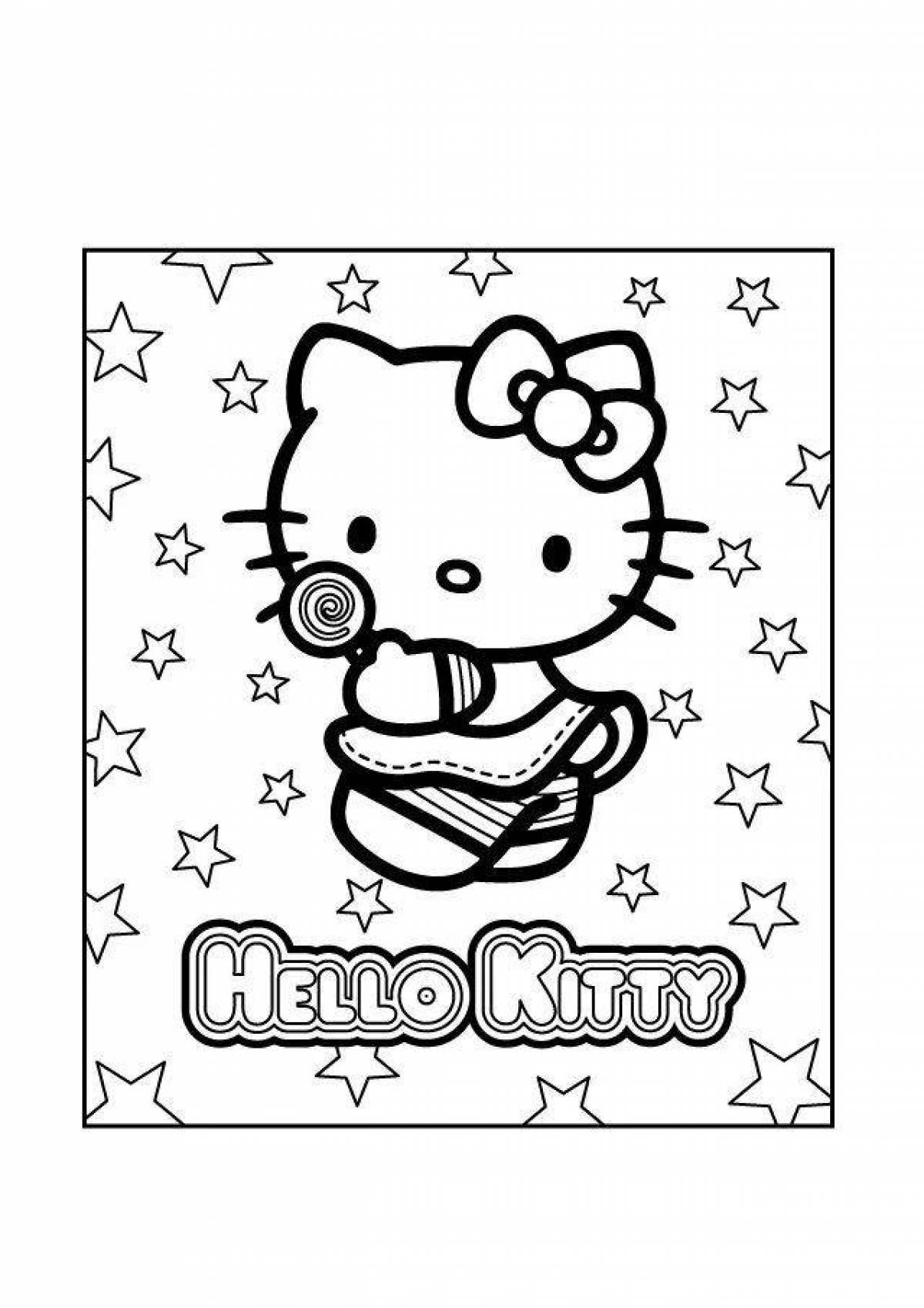 Colorful coloring hello kitty black and white