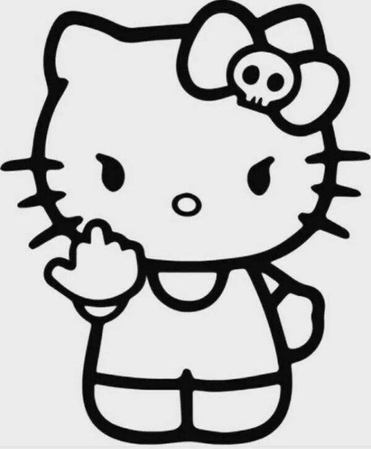 Hello kitty fun coloring in black and white