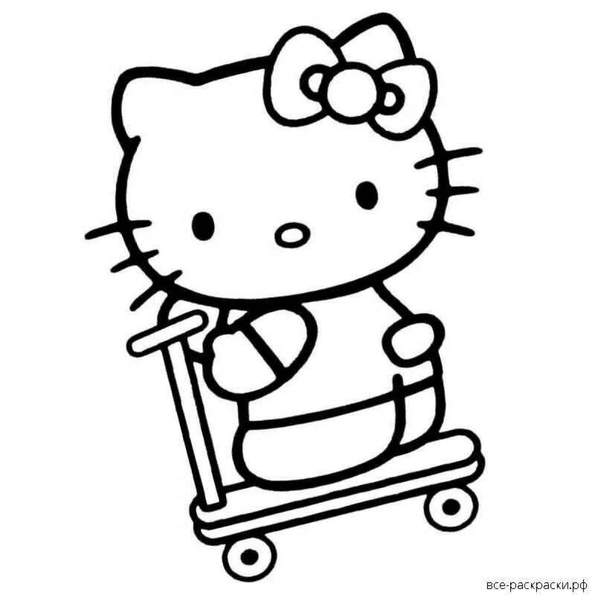 Attractive hello kitty coloring book in black and white