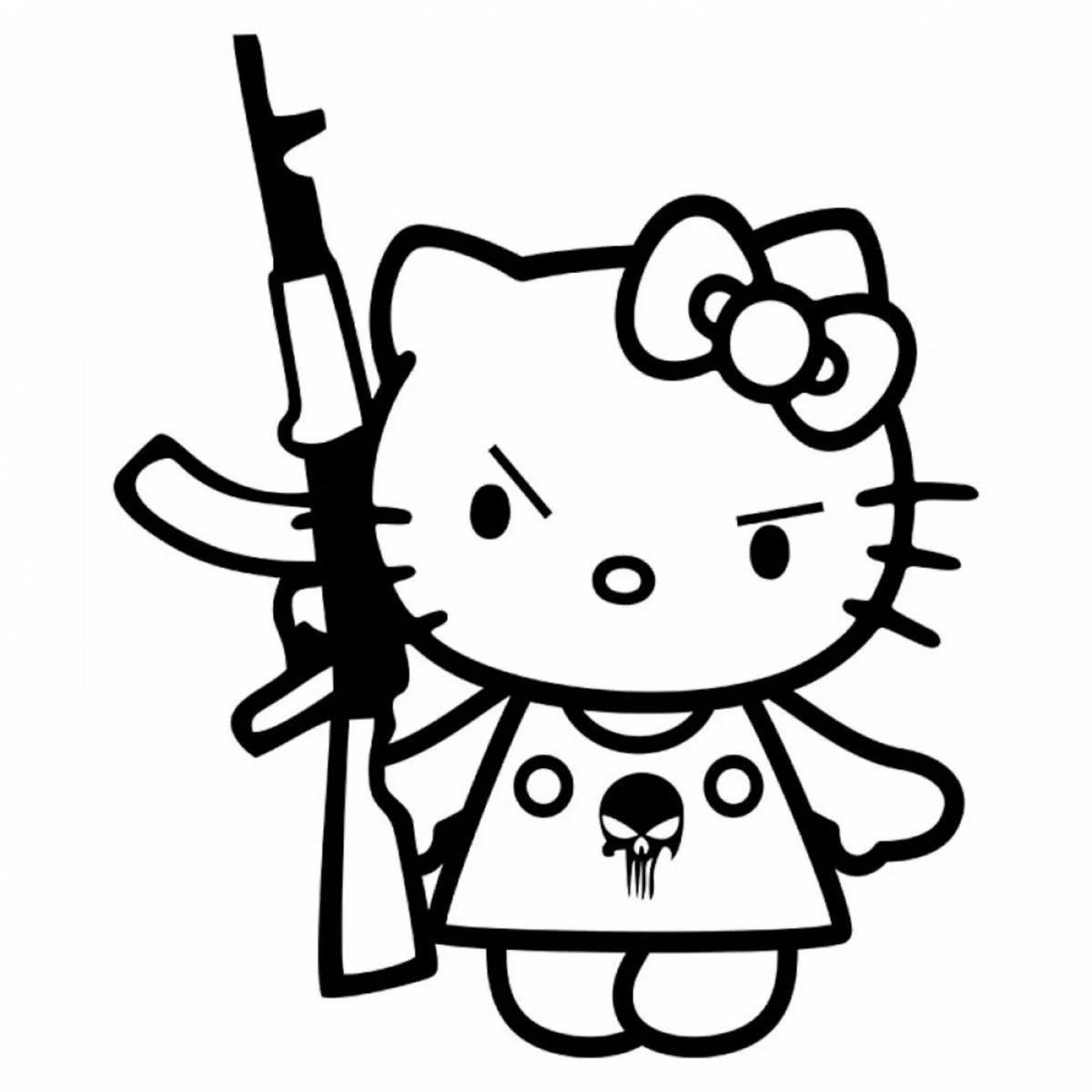 Sweet coloring hello kitty in black and white
