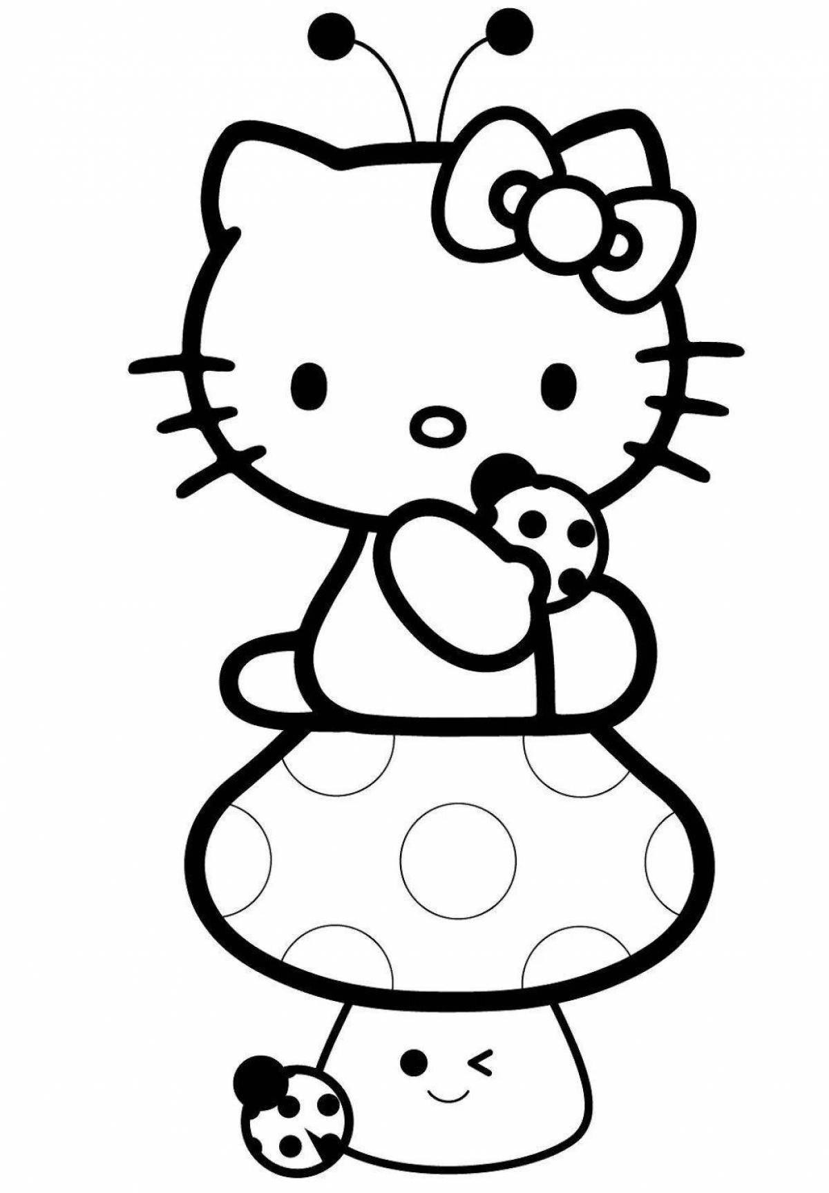 Sparkling coloring hello kitty black and white