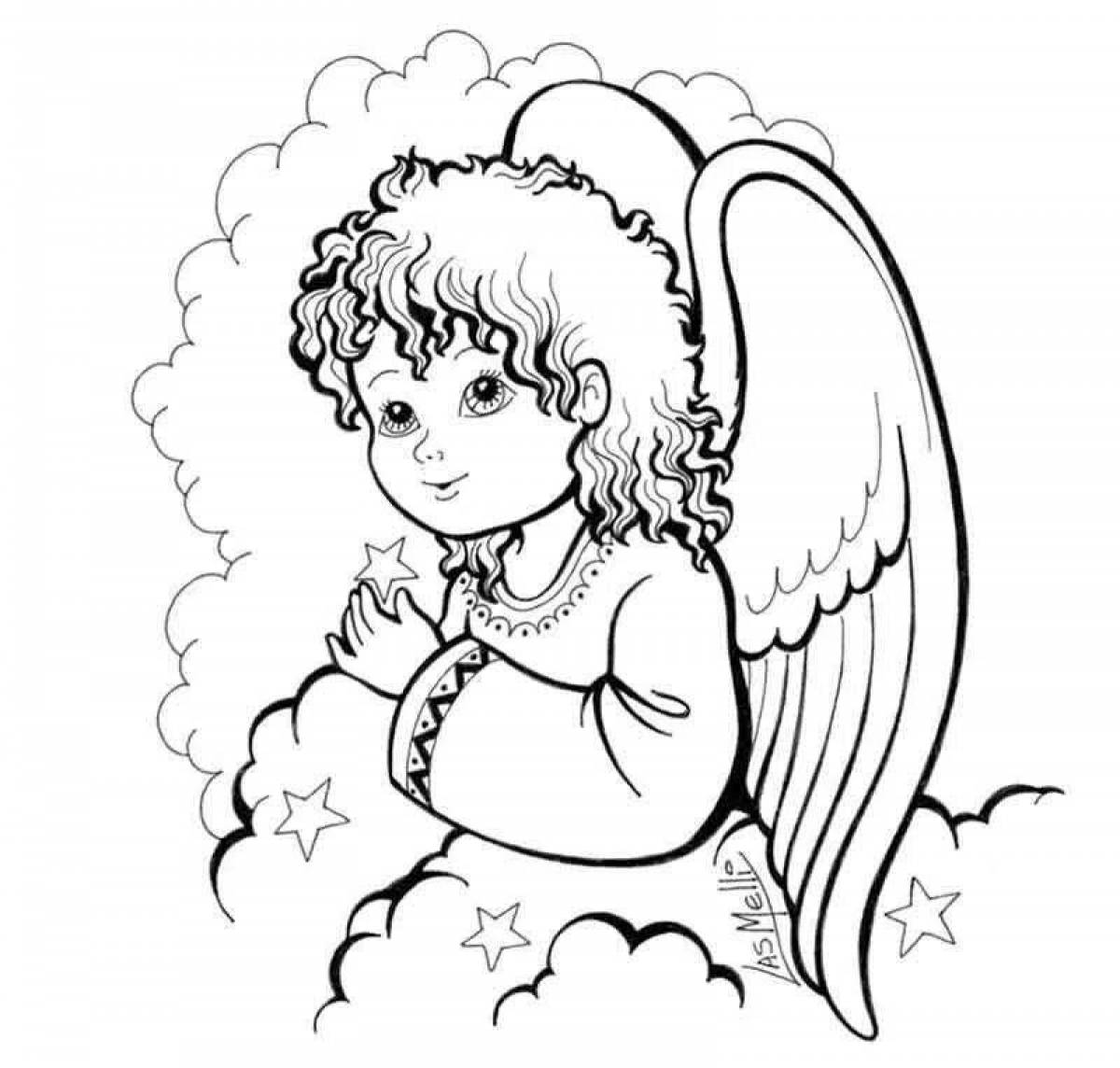 Великолепная раскраска ангел для детей