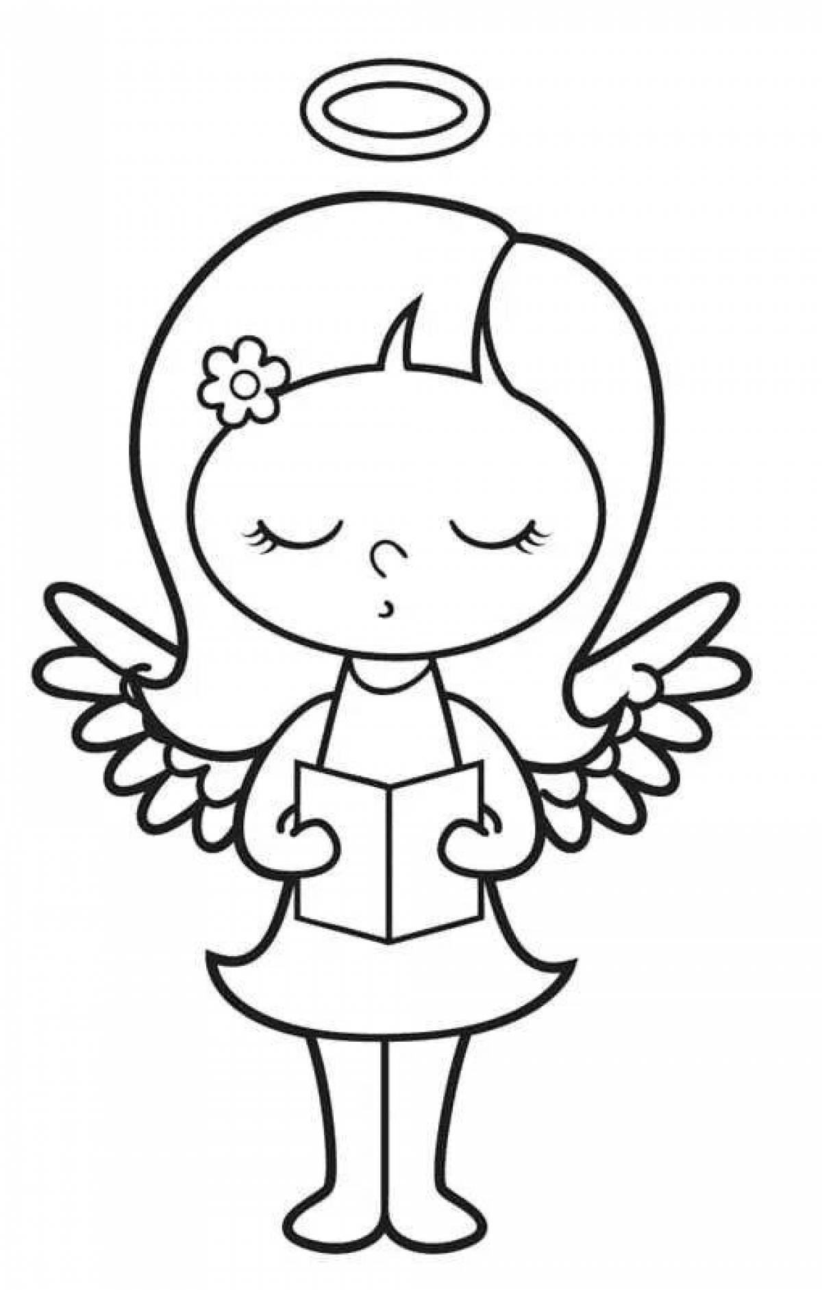 Элегантный ангел-раскраска для детей