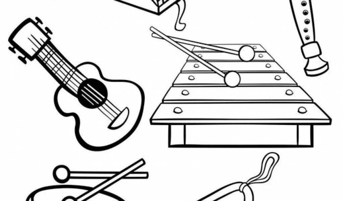 Coloring pages with playful musical instruments for kids