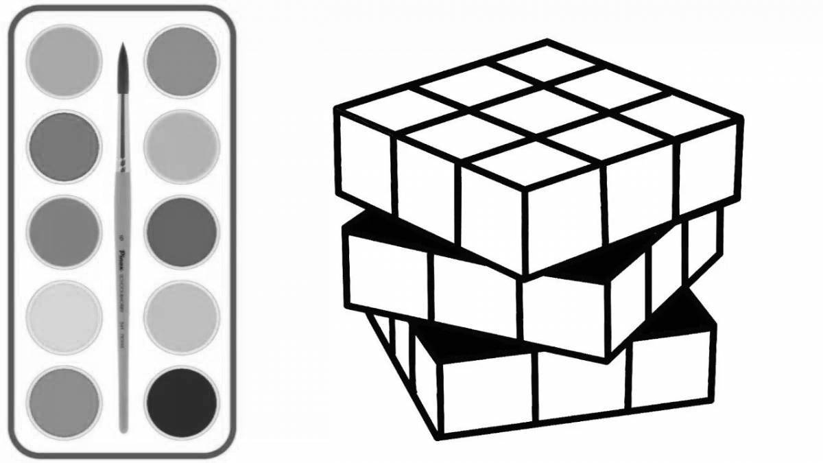 Rubik's cube coloring page with rich colors