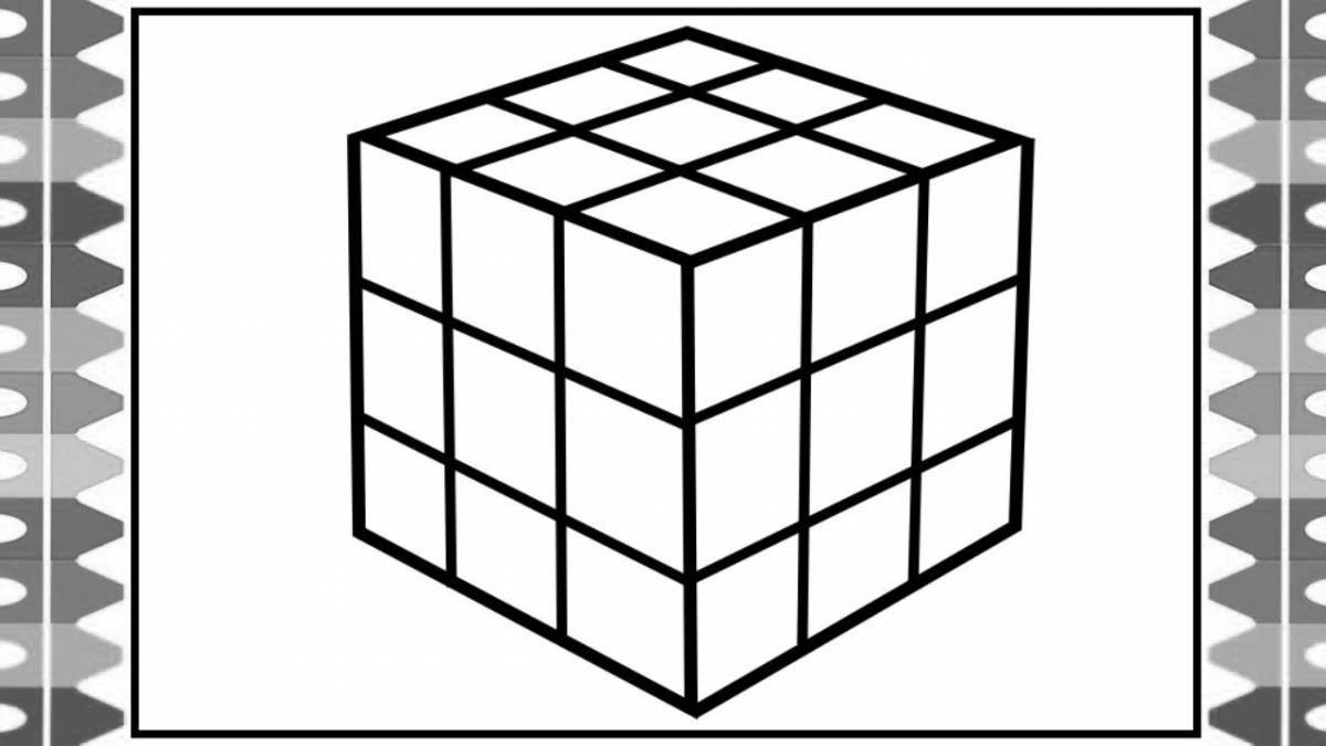 Rubik's cube coloring page with bright colors
