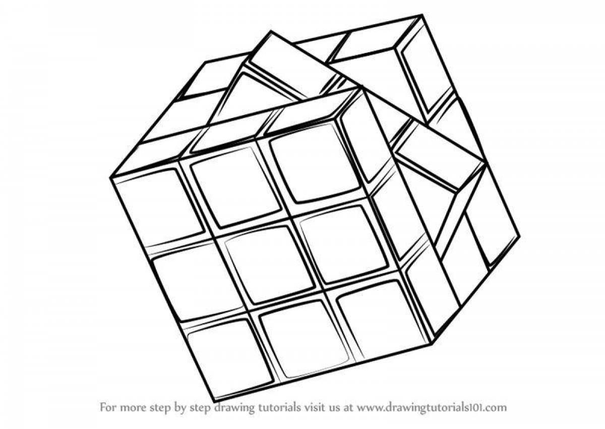 Color beautiful rubik's cube coloring page
