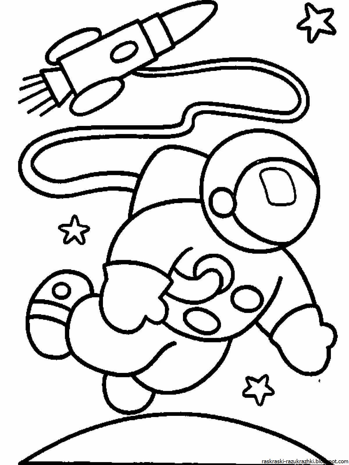 Colorful astronaut coloring page