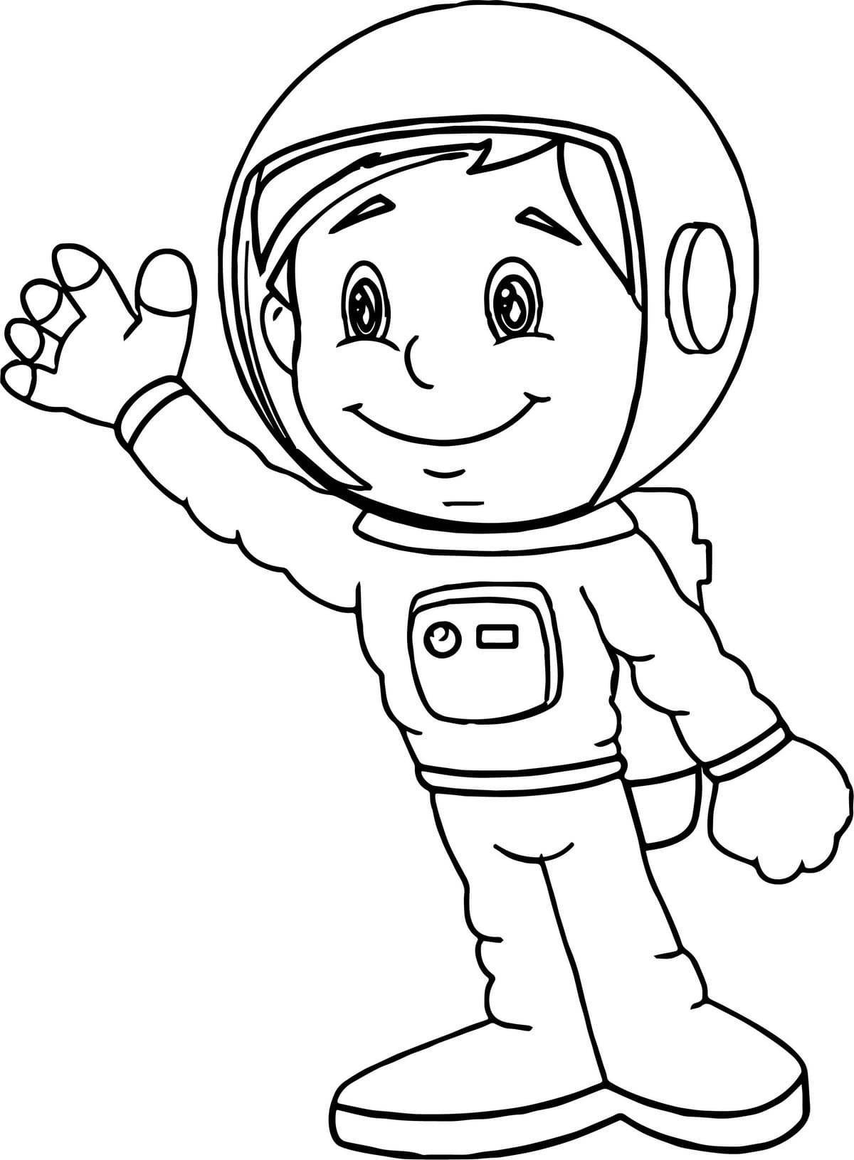 Блестящая страница раскраски космонавта