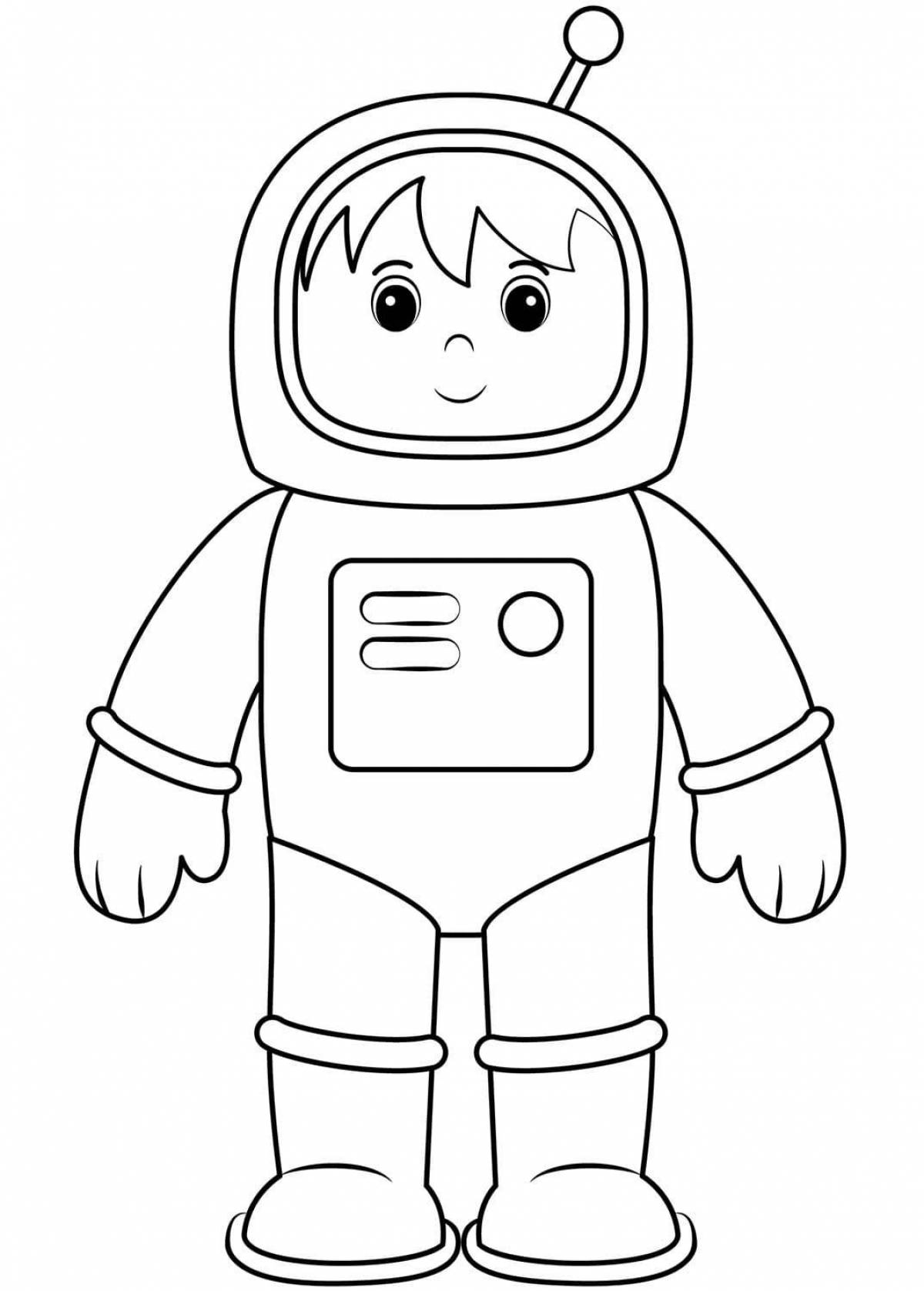 Coloring book playful astronaut