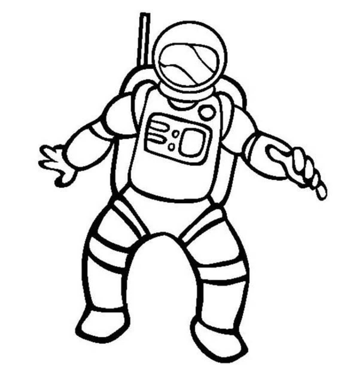 Coloring book cheerful astronaut