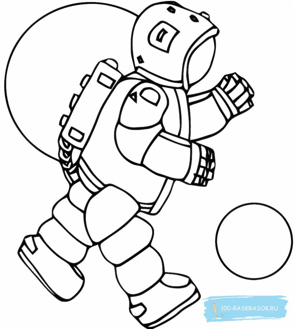 Живая страница раскраски космонавта