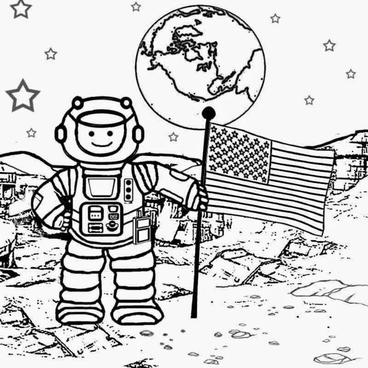 Раскраска креативный космонавт