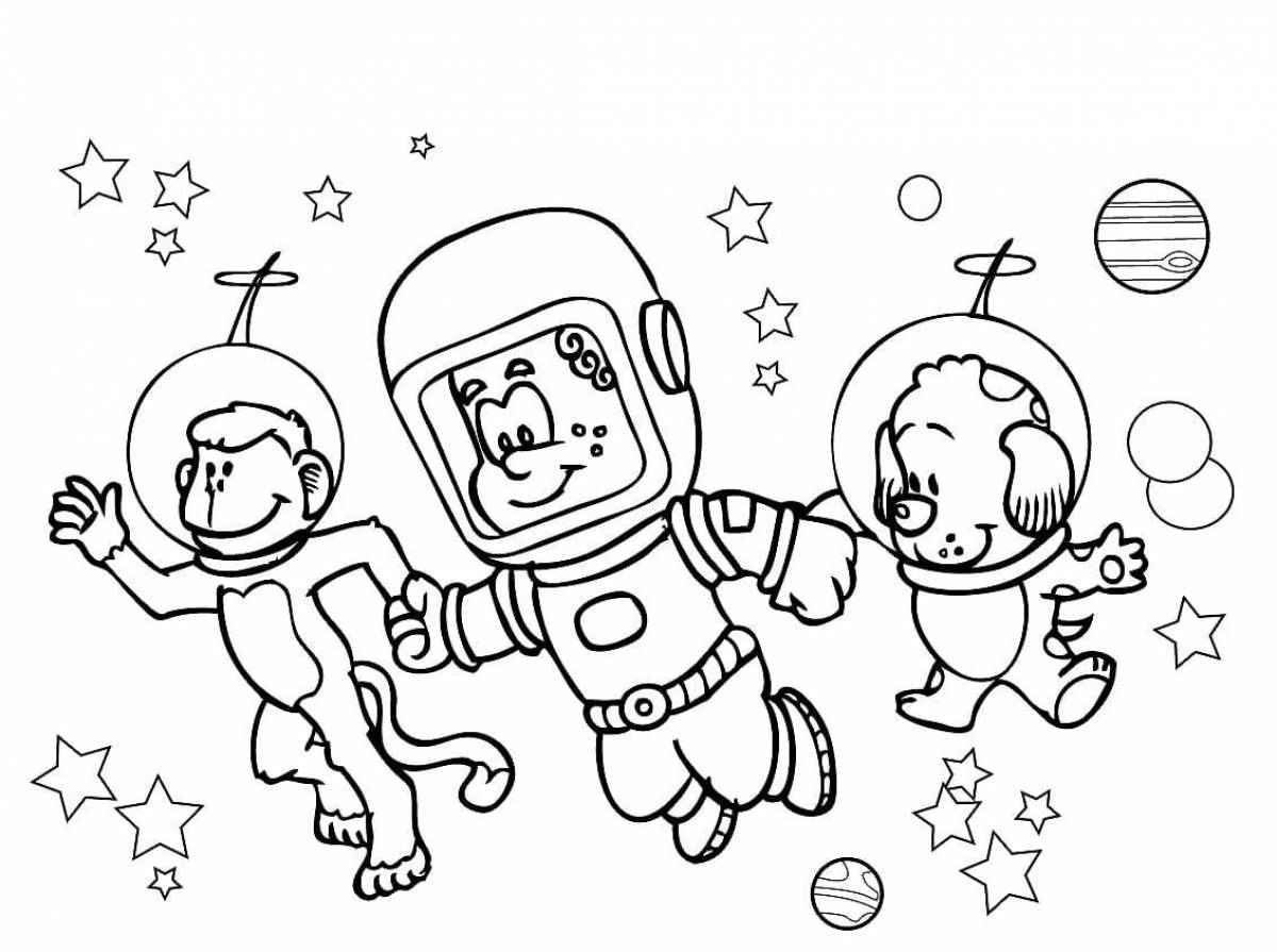 Раскраска «веселый астронавт»