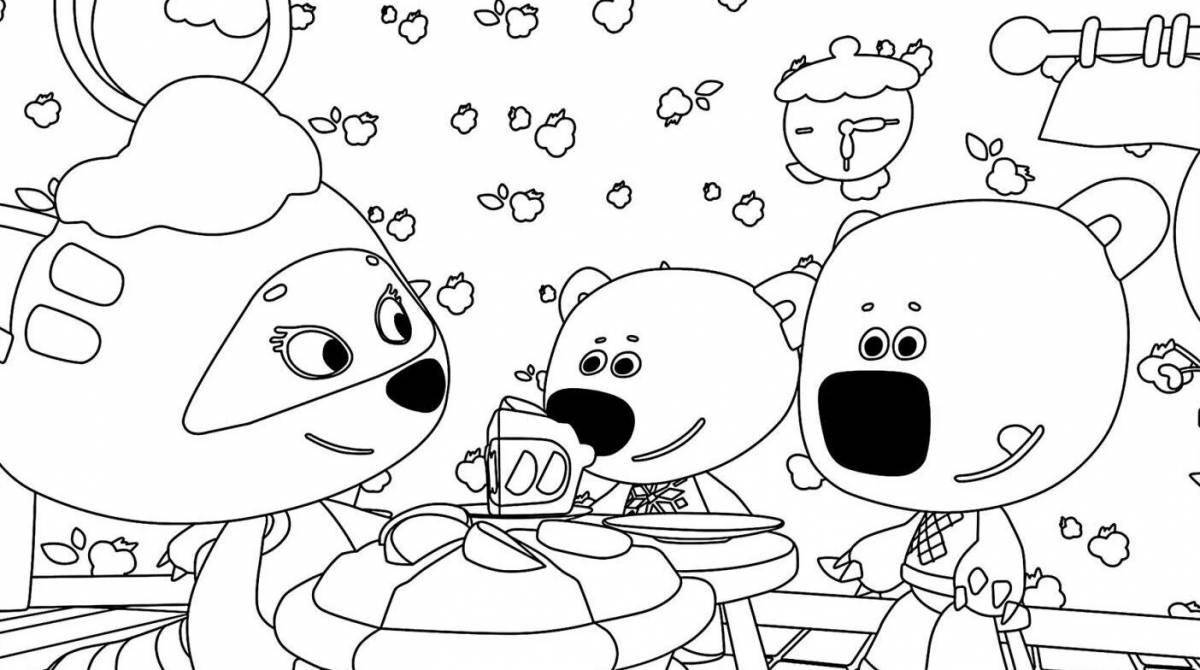 Funny coloring bears for kids