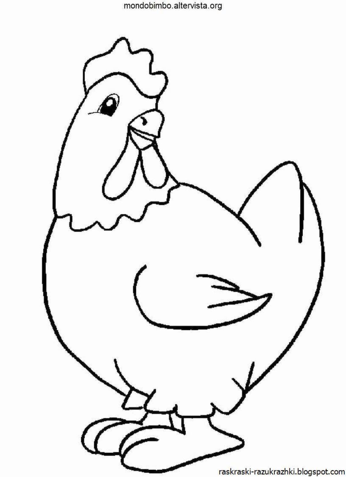 Радостная раскраска курица