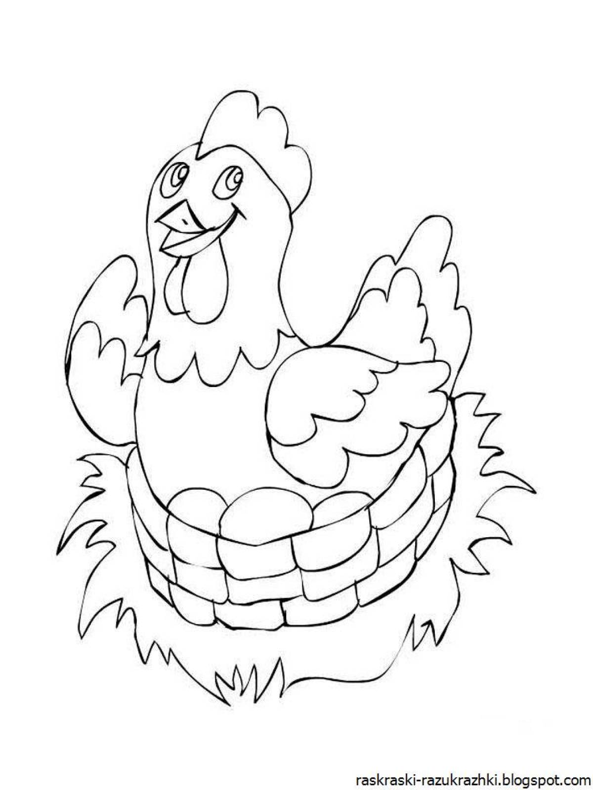 Счастливая раскраска курица