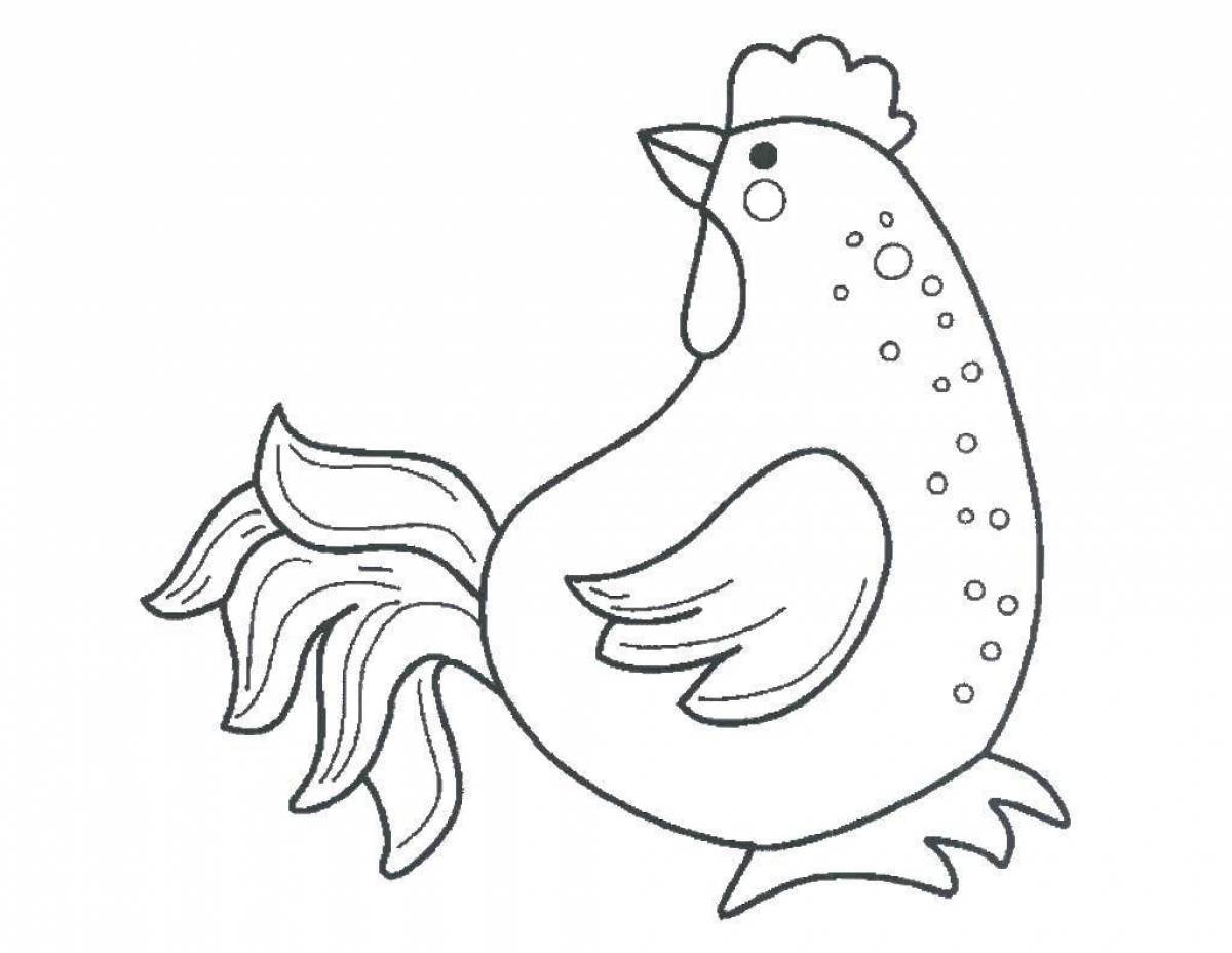 Radiant coloring page hen