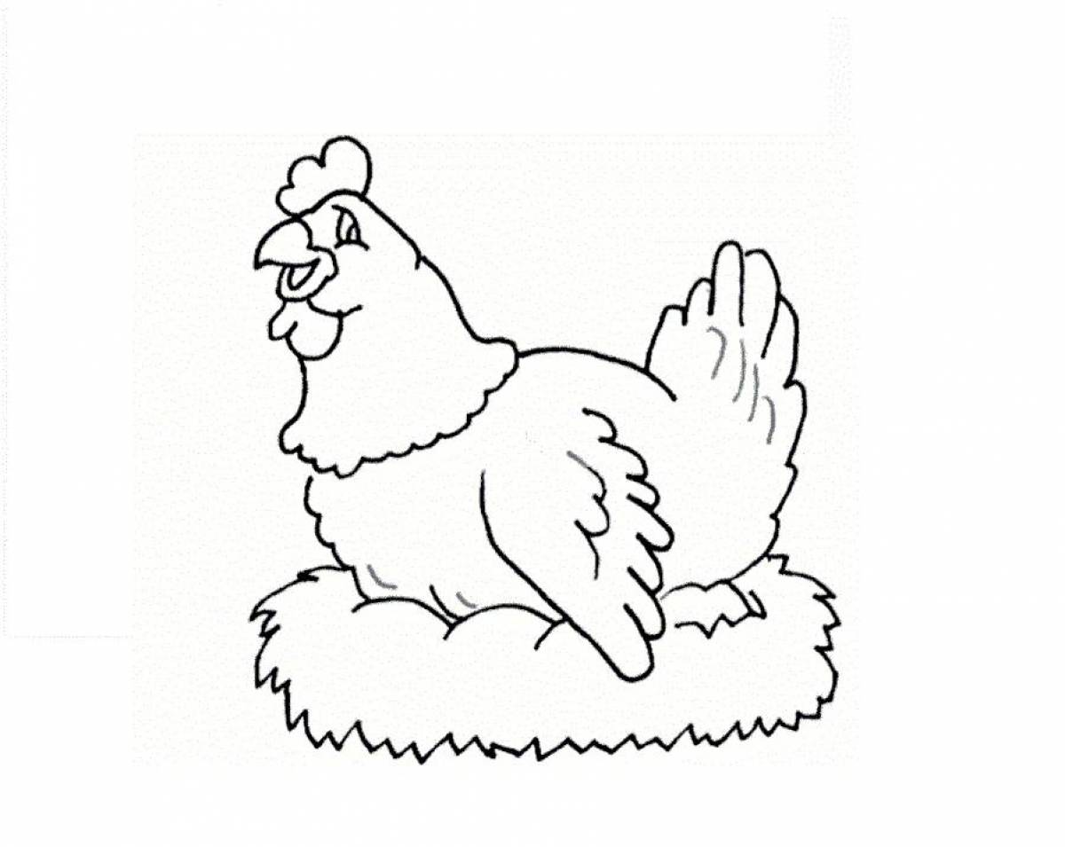 Улыбающаяся раскраска курица