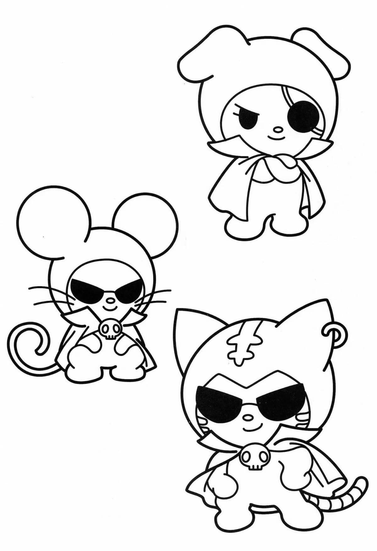 Adorable kuromi and melody coloring page