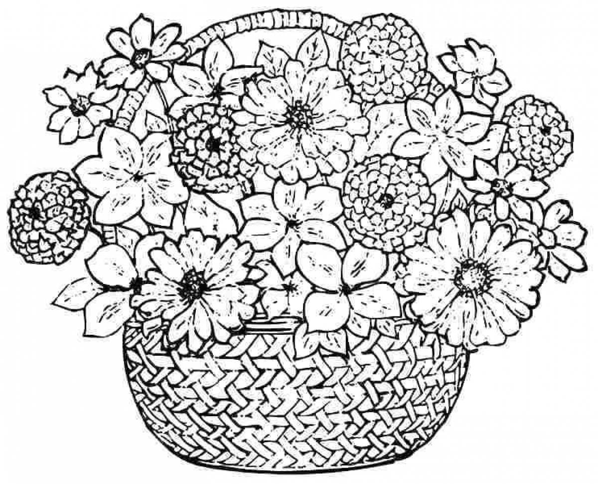 Grand coloring page beautiful big flowers