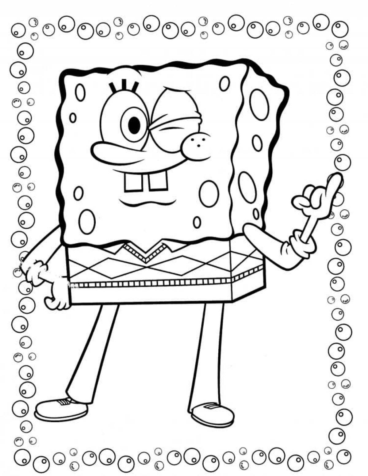 Colorful spongebob coloring page for kids