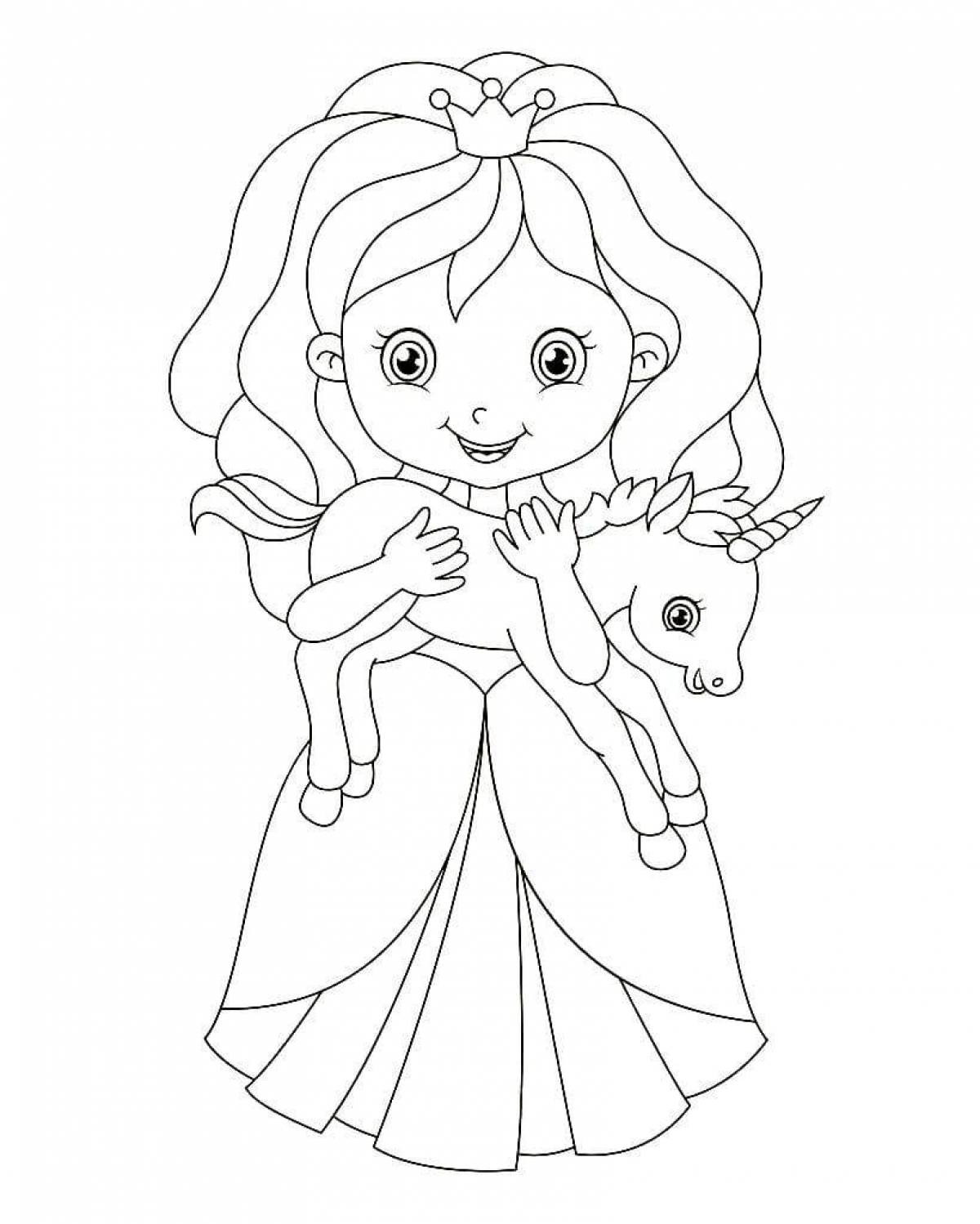 A fascinating princess coloring book for children 3-4 years old