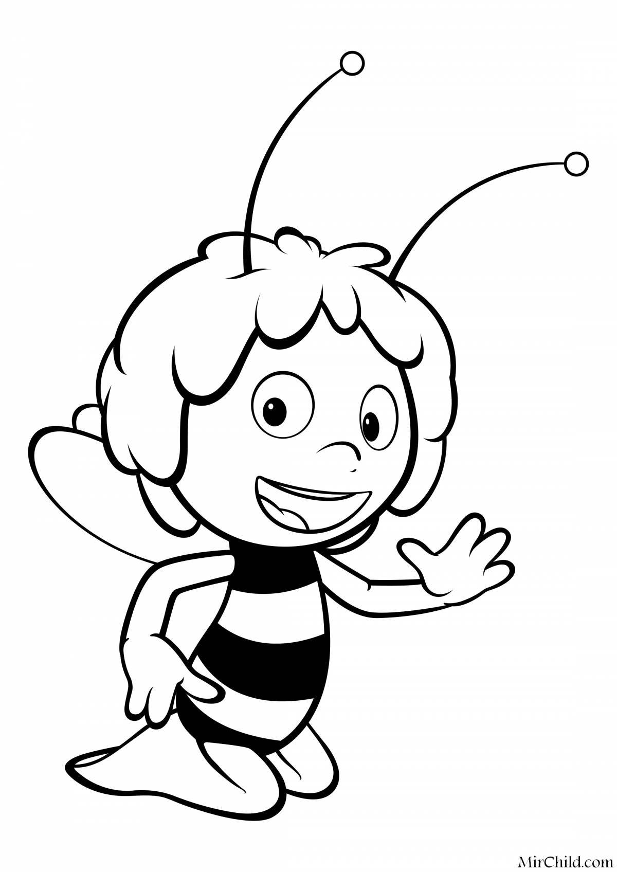 Colorful bee coloring page