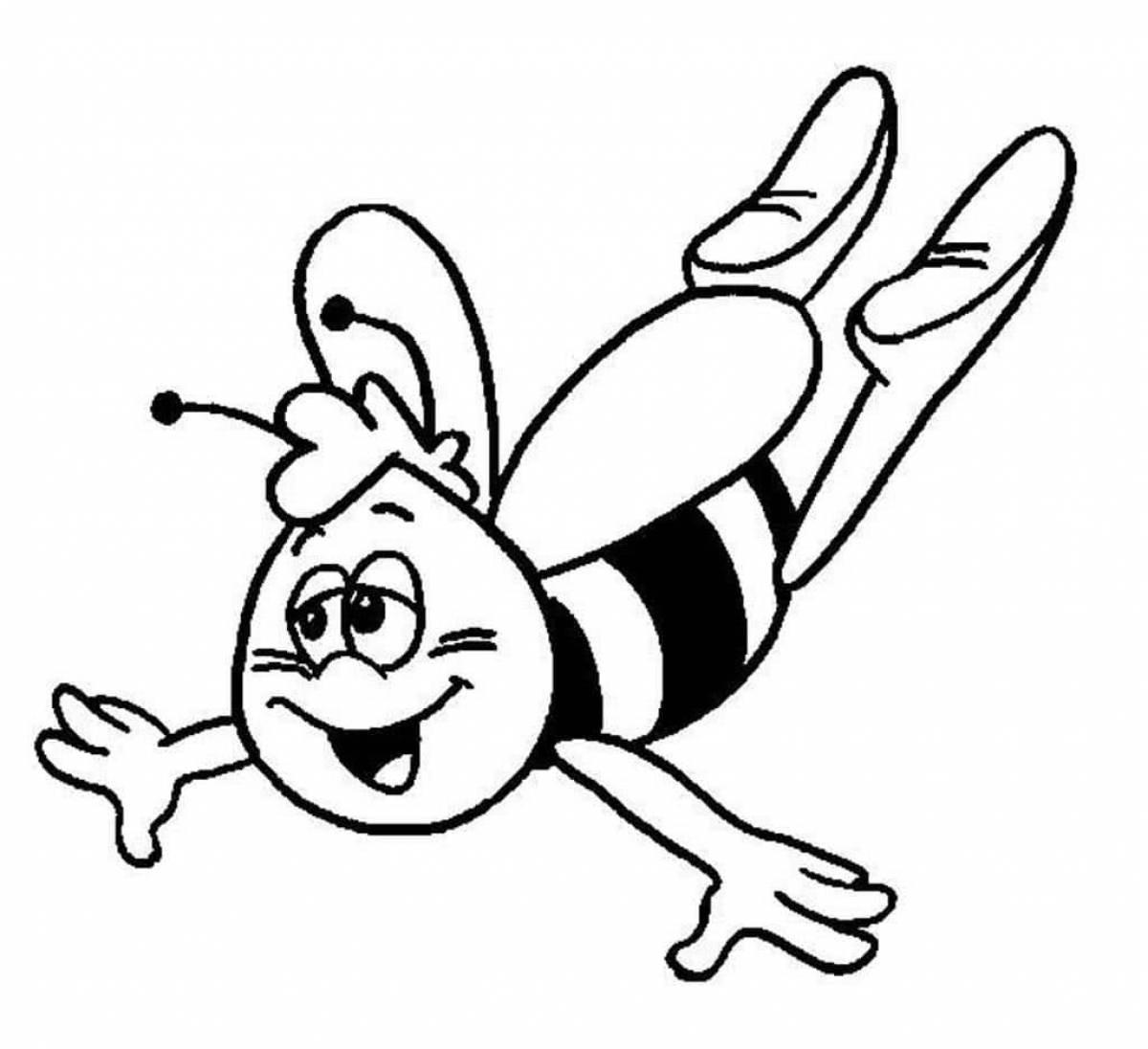Playful bee coloring page