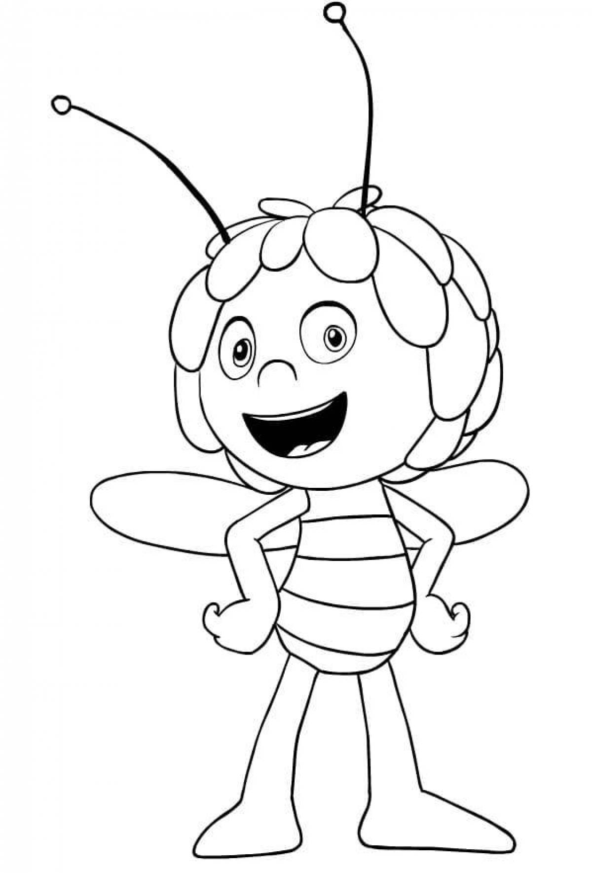 Cute bee coloring page