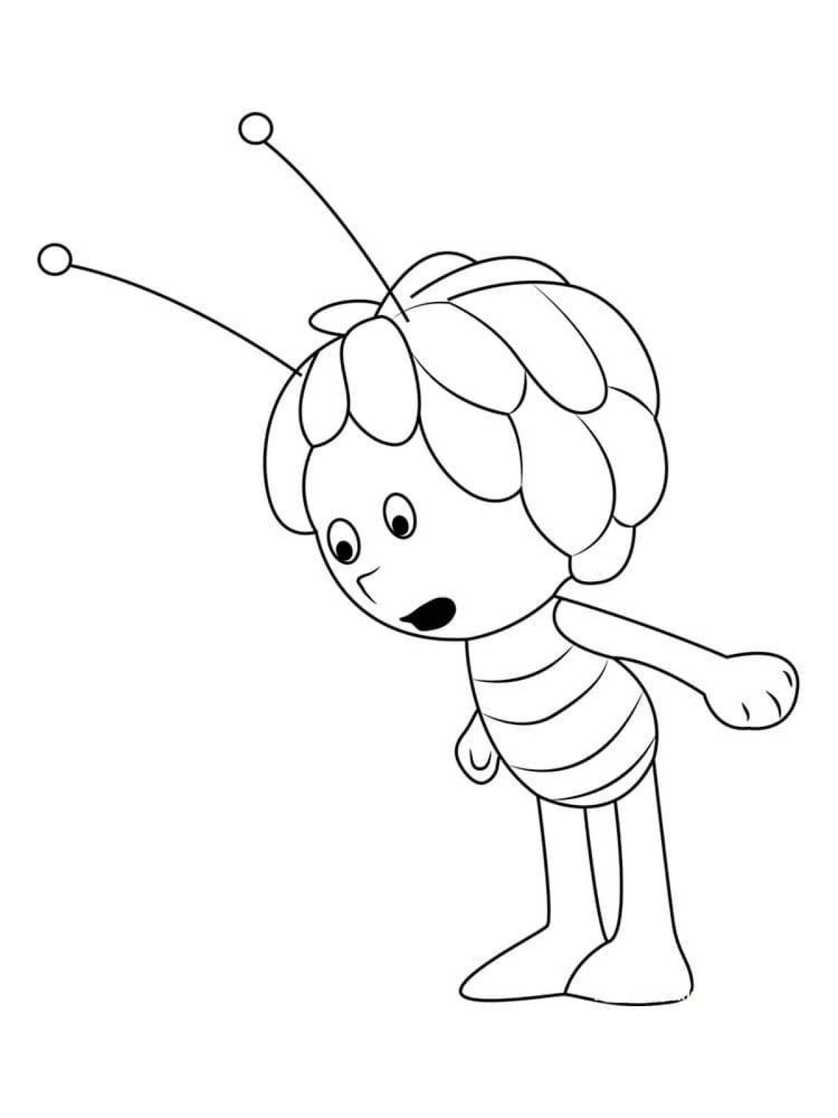 Smiling bee coloring page