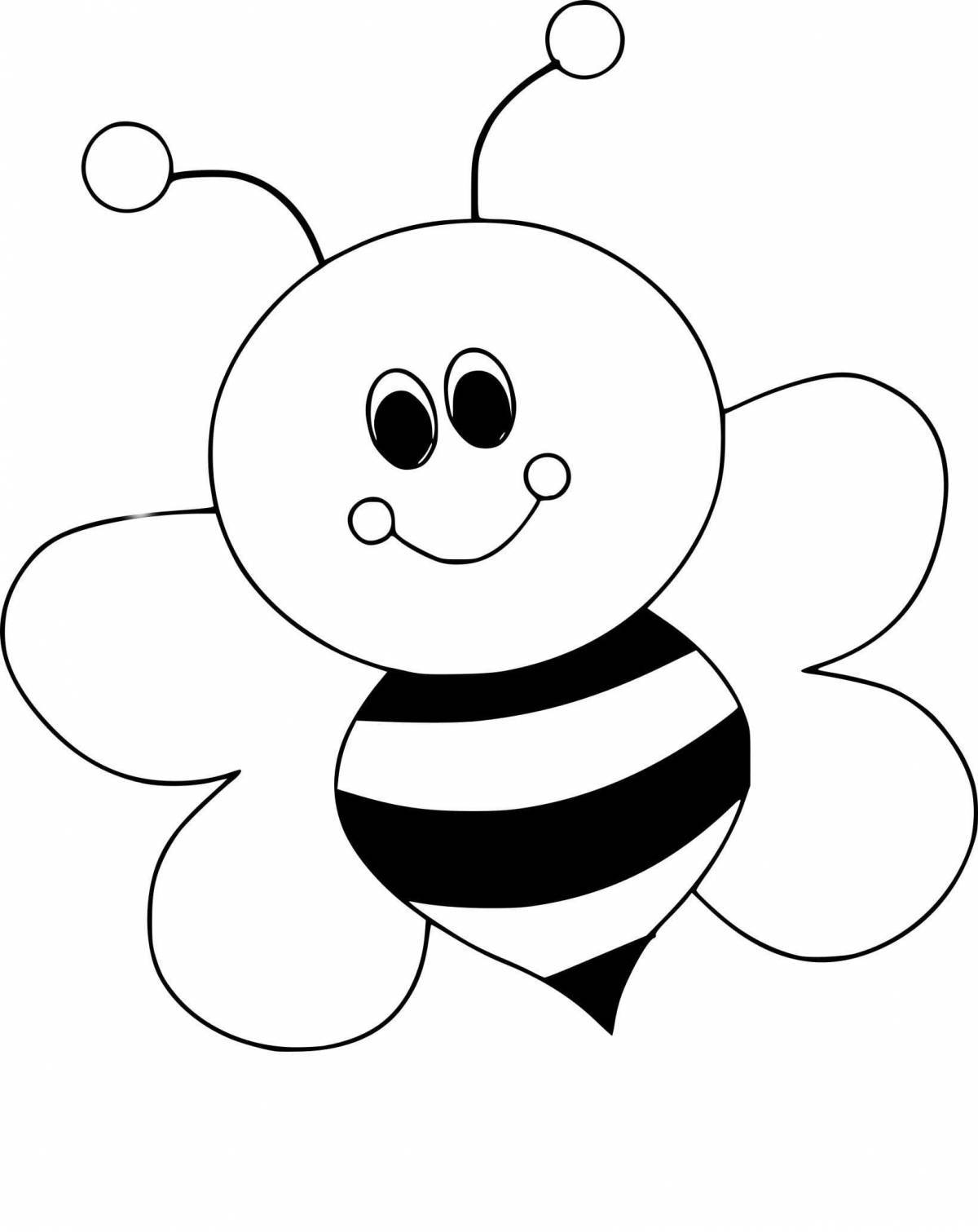 Fun bee coloring page