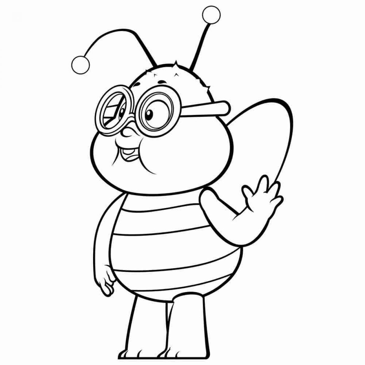 Glitter bee coloring page