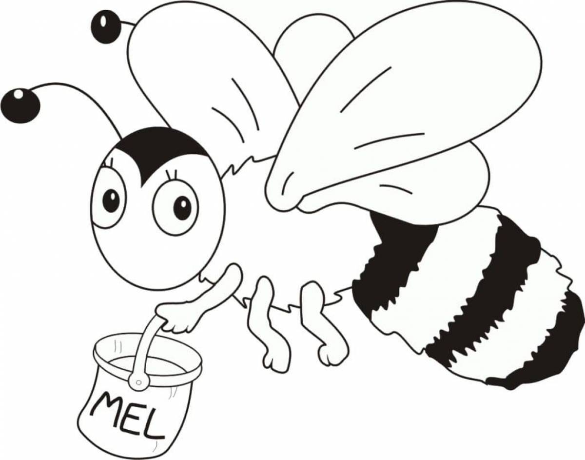 Glittering bee coloring page