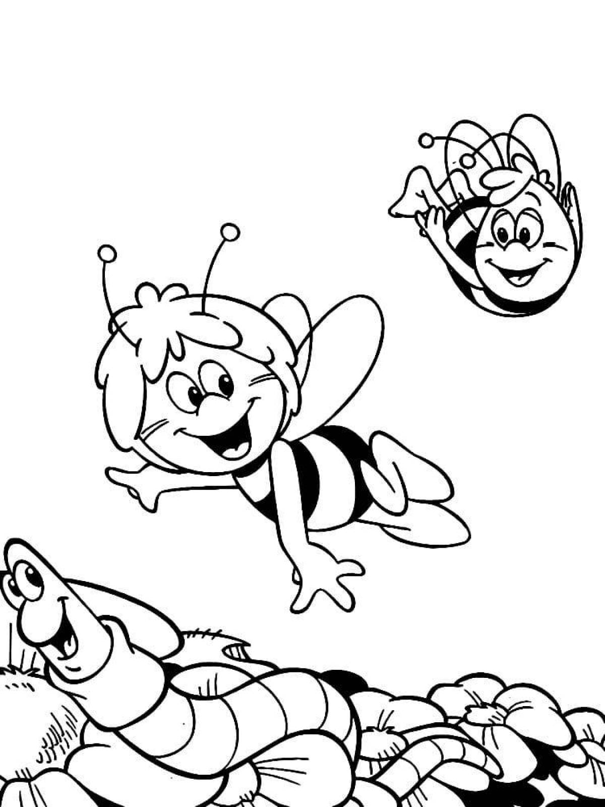 Coloring cute bee