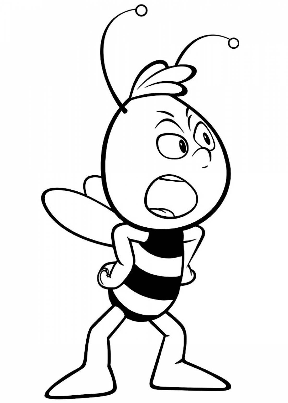 Coloring book playful bee