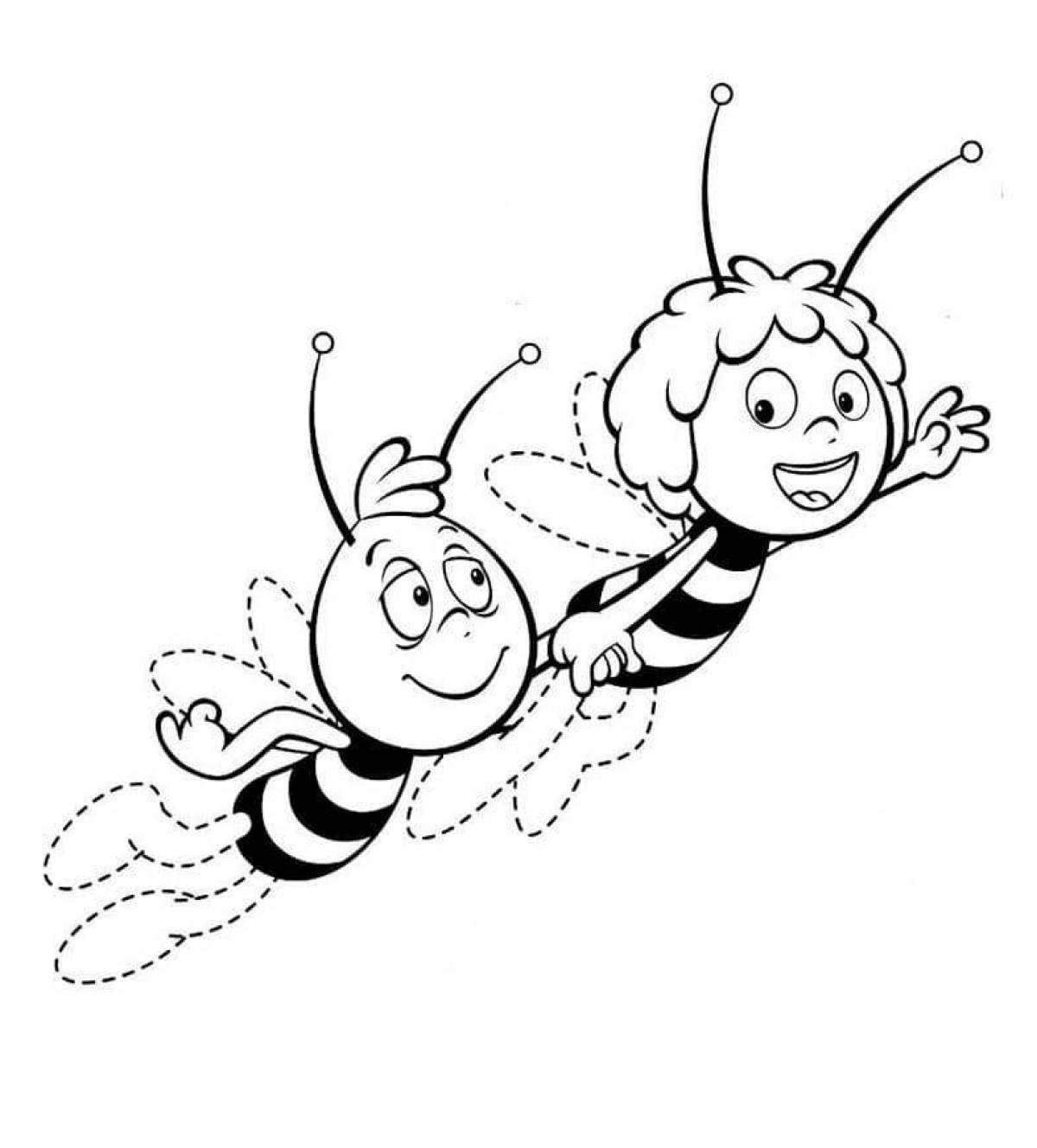Bright bee coloring page