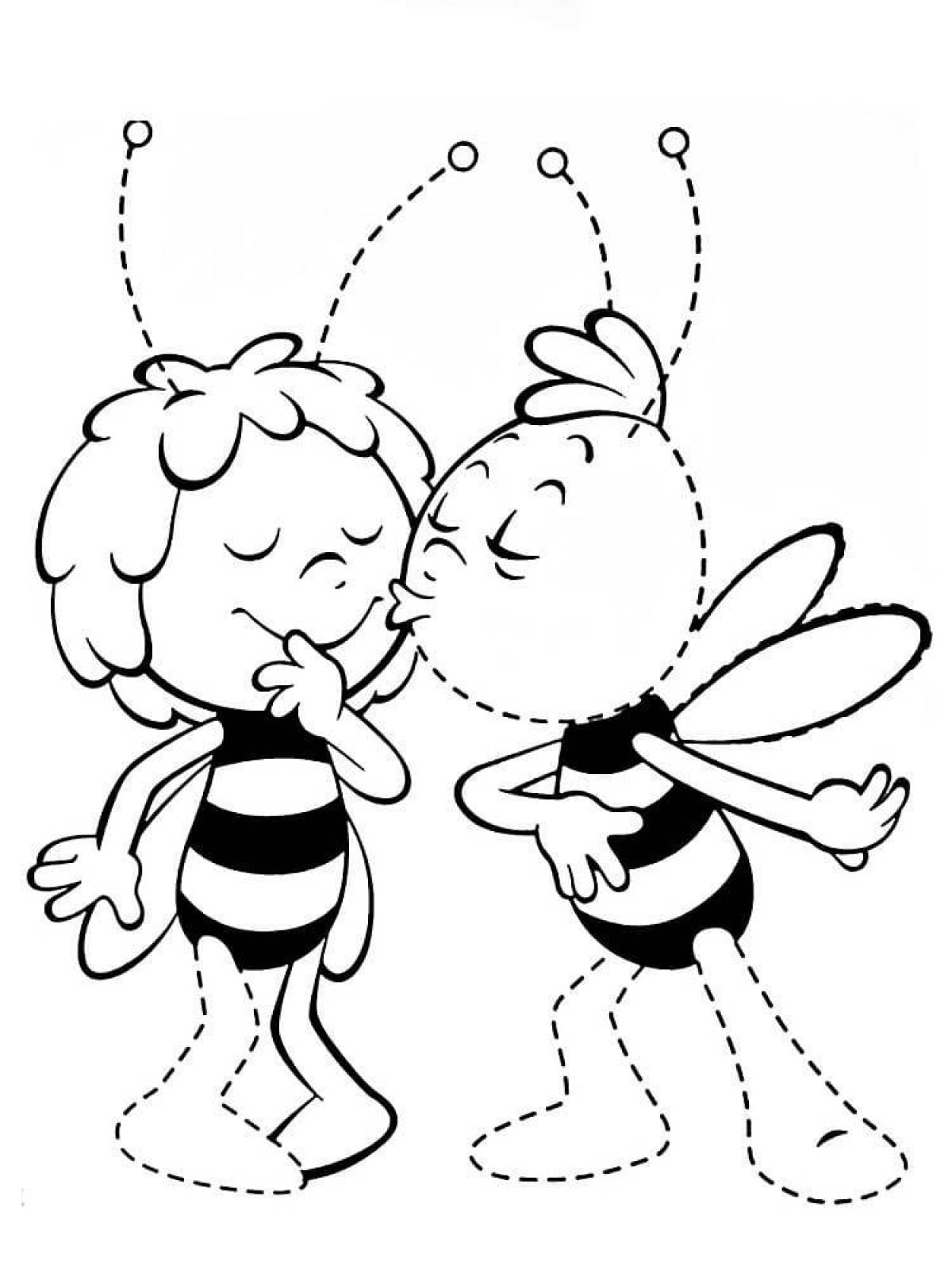 Attractive bee coloring page