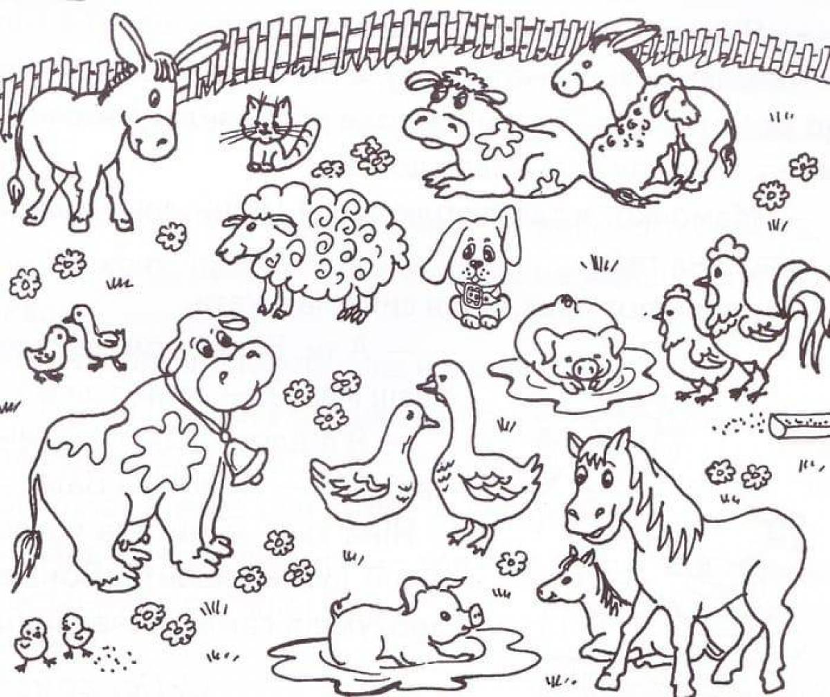 Причудливые раскраски домашних животных для детей 5-7 лет