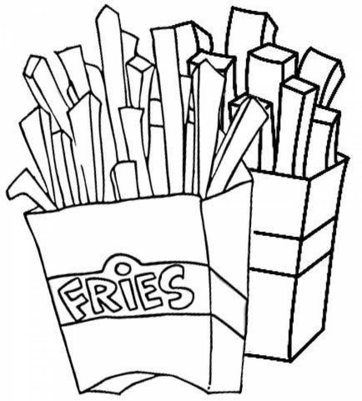 Delicious french fries coloring book