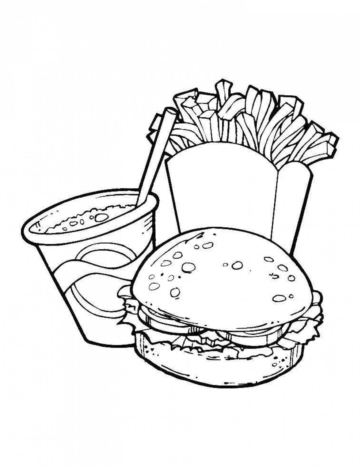 Attractive french fries coloring page