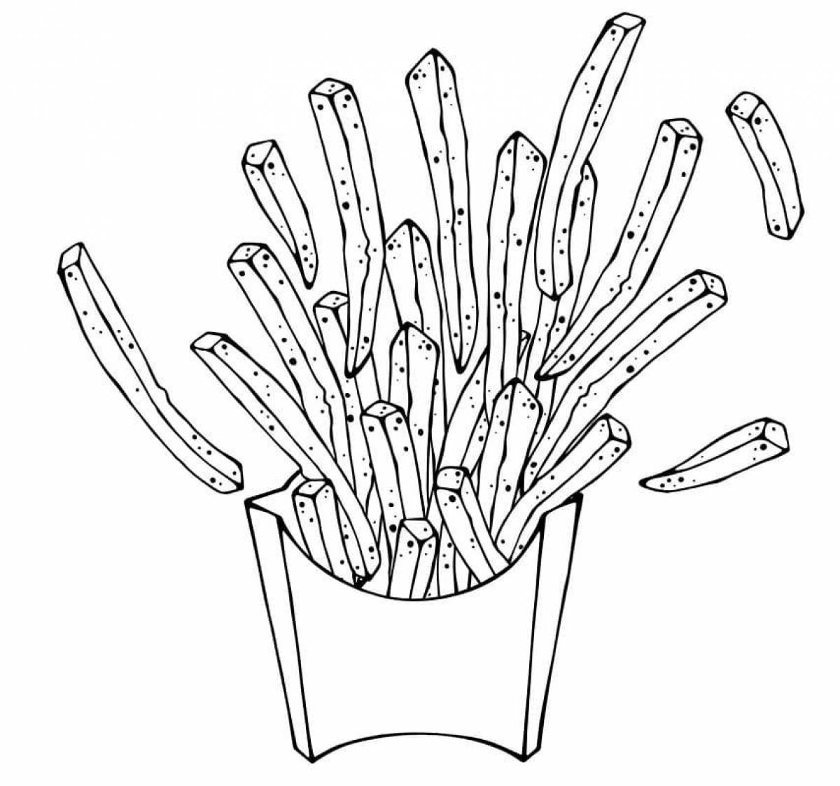 French fries teasing coloring book