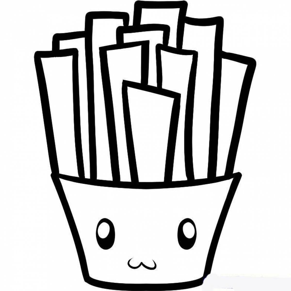 Coloring page for french fries with stink
