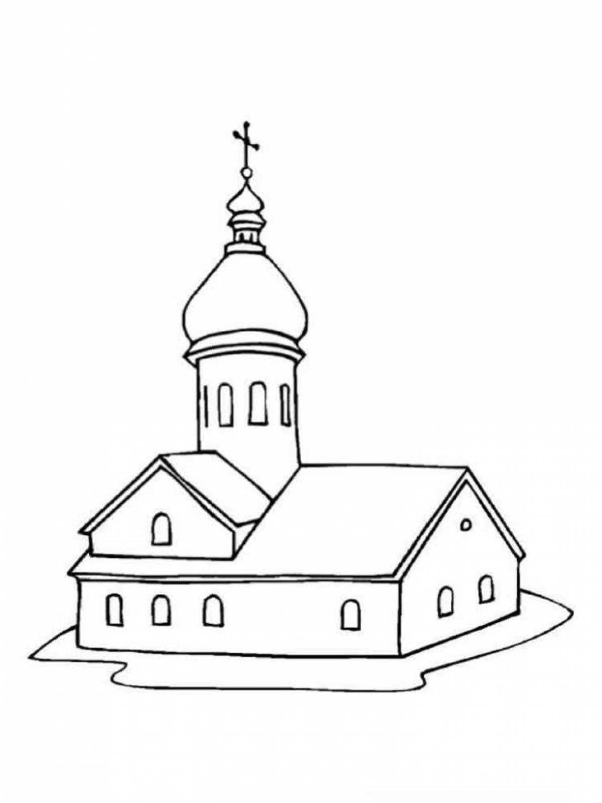 Glowing church coloring page